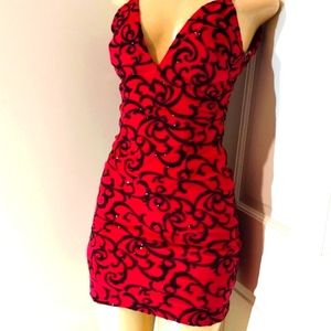 Pink and Black mini dress Size 1 Stretchy